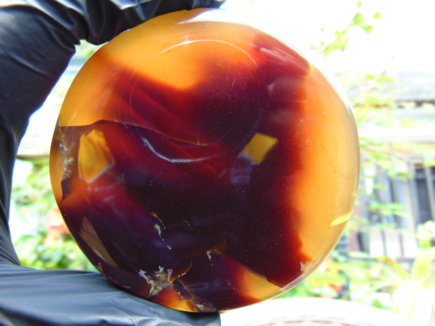 82 gram Round Flat 83x16 mm Indonesia Blue Brown Amber for Healing 25N278