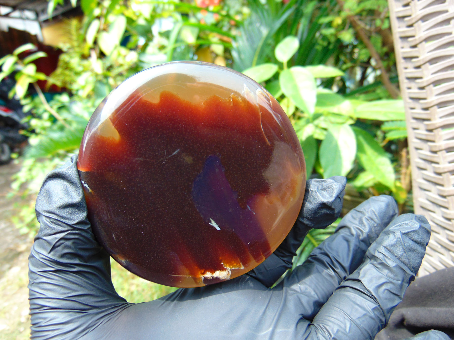 82 gram Round Flat 83x16 mm Indonesia Blue Brown Amber for Healing 25N278