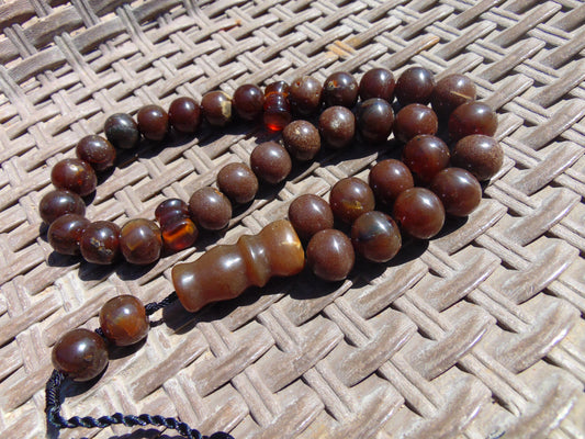 72 gr Tasbih Mesbah Rosary 33+2 Beads 15 mm Indonesian Caramel Amber for Healing 26TBA33