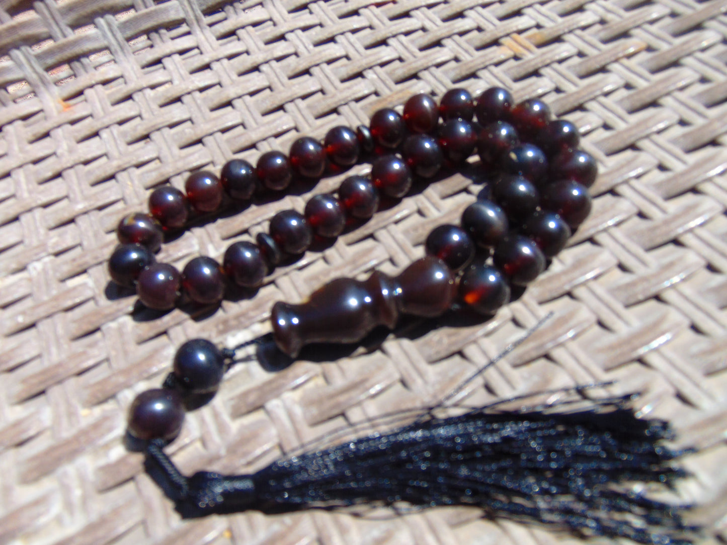 46 gr Tasbih Mesbah Rosary 33+2 Beads 12 mm Indonesian Cherry Red Amber for Healing 26TBA28