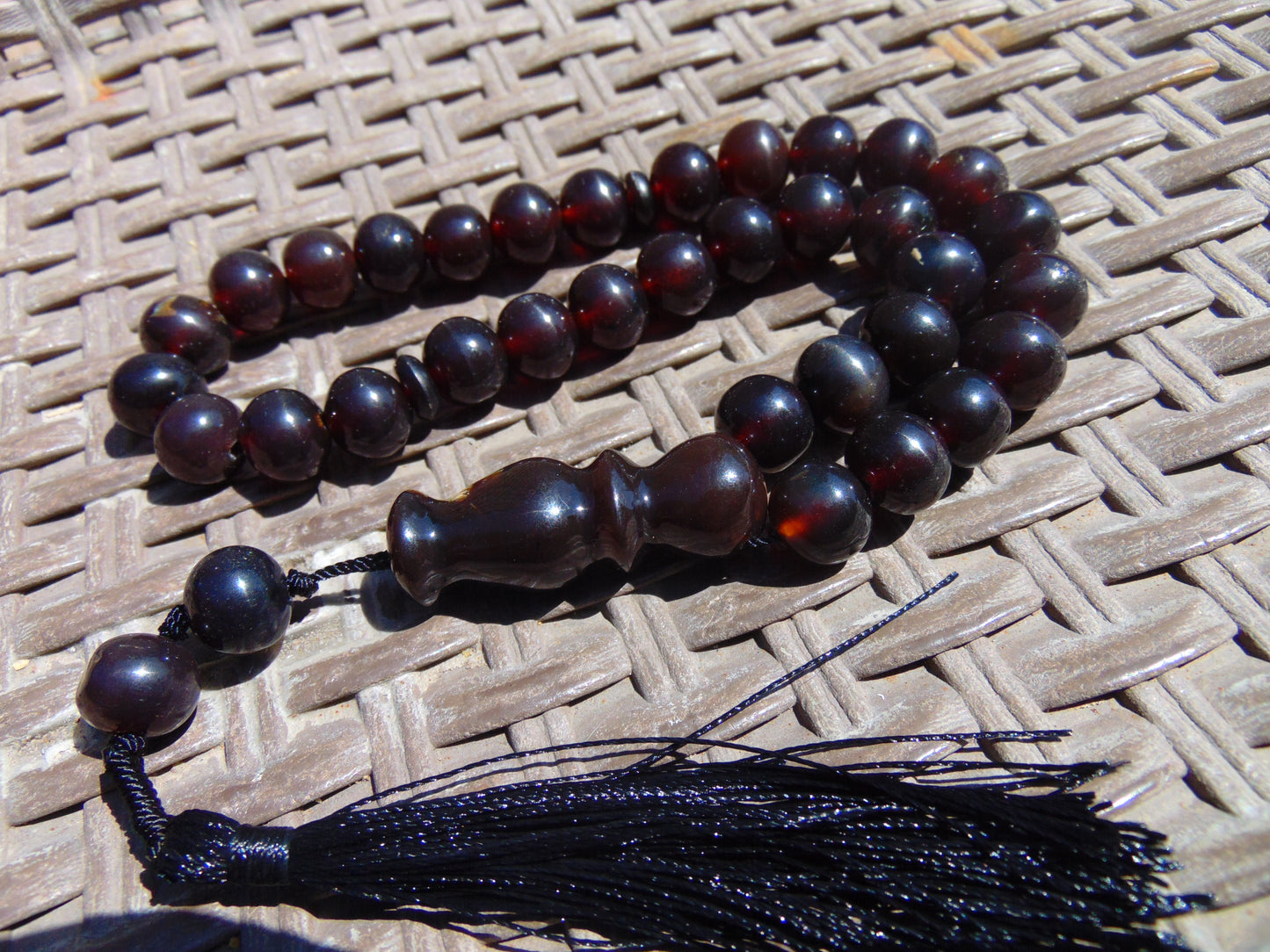 46 gr Tasbih Mesbah Rosary 33+2 Beads 12 mm Indonesian Cherry Red Amber for Healing 26TBA28
