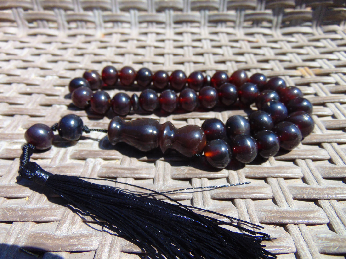 46 gr Tasbih Mesbah Rosary 33+2 Beads 12 mm Indonesian Cherry Red Amber for Healing 26TBA28