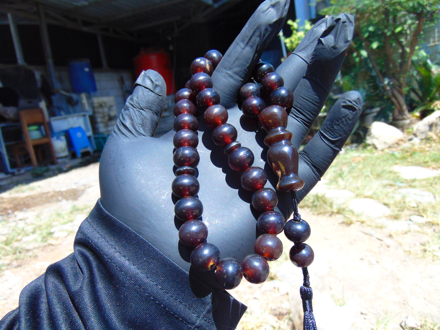 46 gr Tasbih Mesbah Rosary 33+2 Beads 12 mm Indonesian Cherry Red Amber for Healing 26TBA28