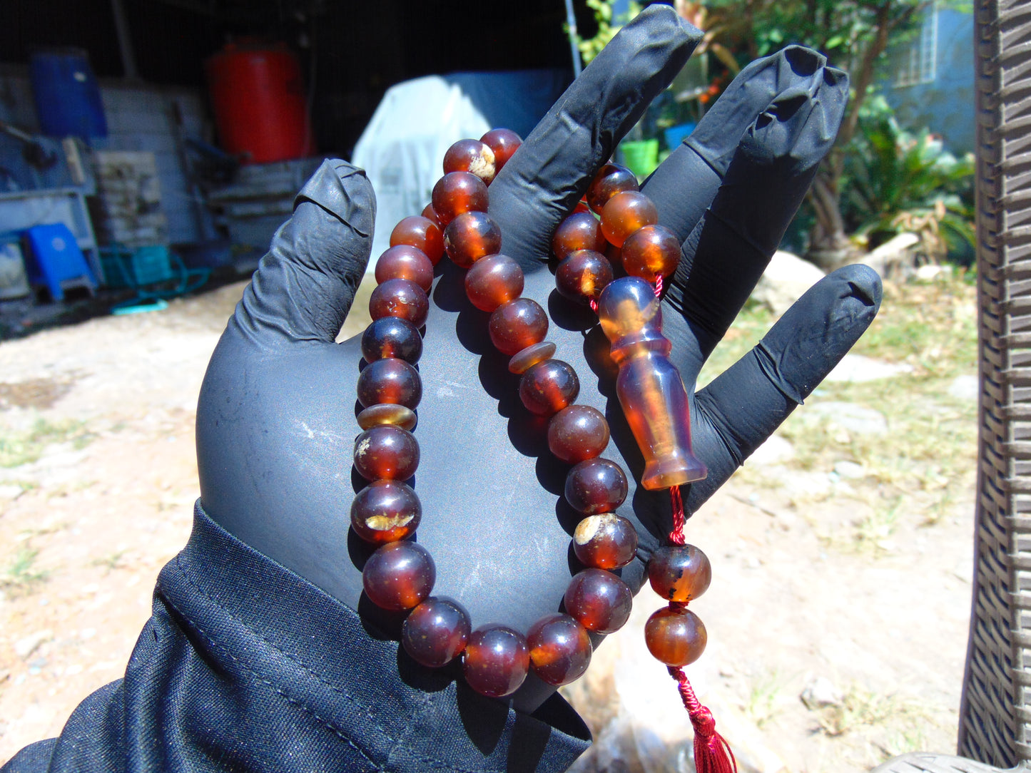 40 gr Tasbih Mesbah Rosary 33+2 Beads 12 mm Indonesian Crystal Red Amber for Healing 26TBA18