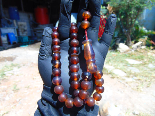 40 gr Tasbih Mesbah Rosary 33+2 Beads 12 mm Indonesian Crystal Red Amber for Healing 26TBA18