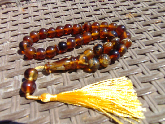 42 gr Tasbih Mesbah Rosary 33+2 Beads Indonesian Blue Amber for Healing 26TBA16