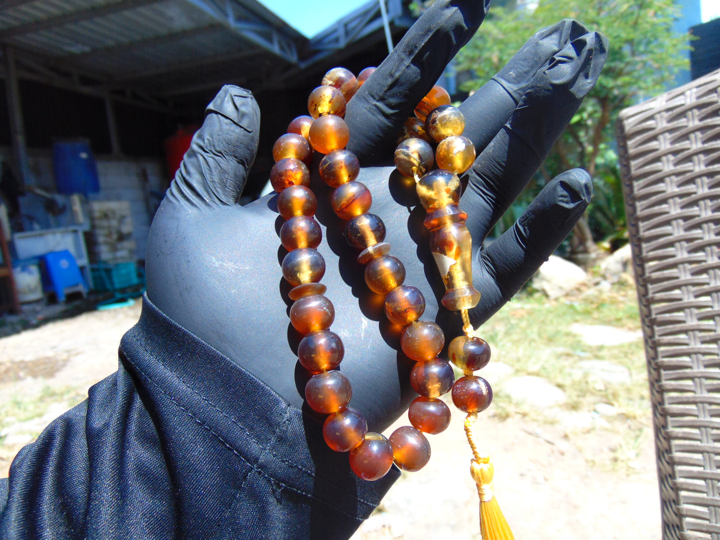42 gr Tasbih Mesbah Rosary 33+2 Beads Indonesian Blue Amber for Healing 26TBA16