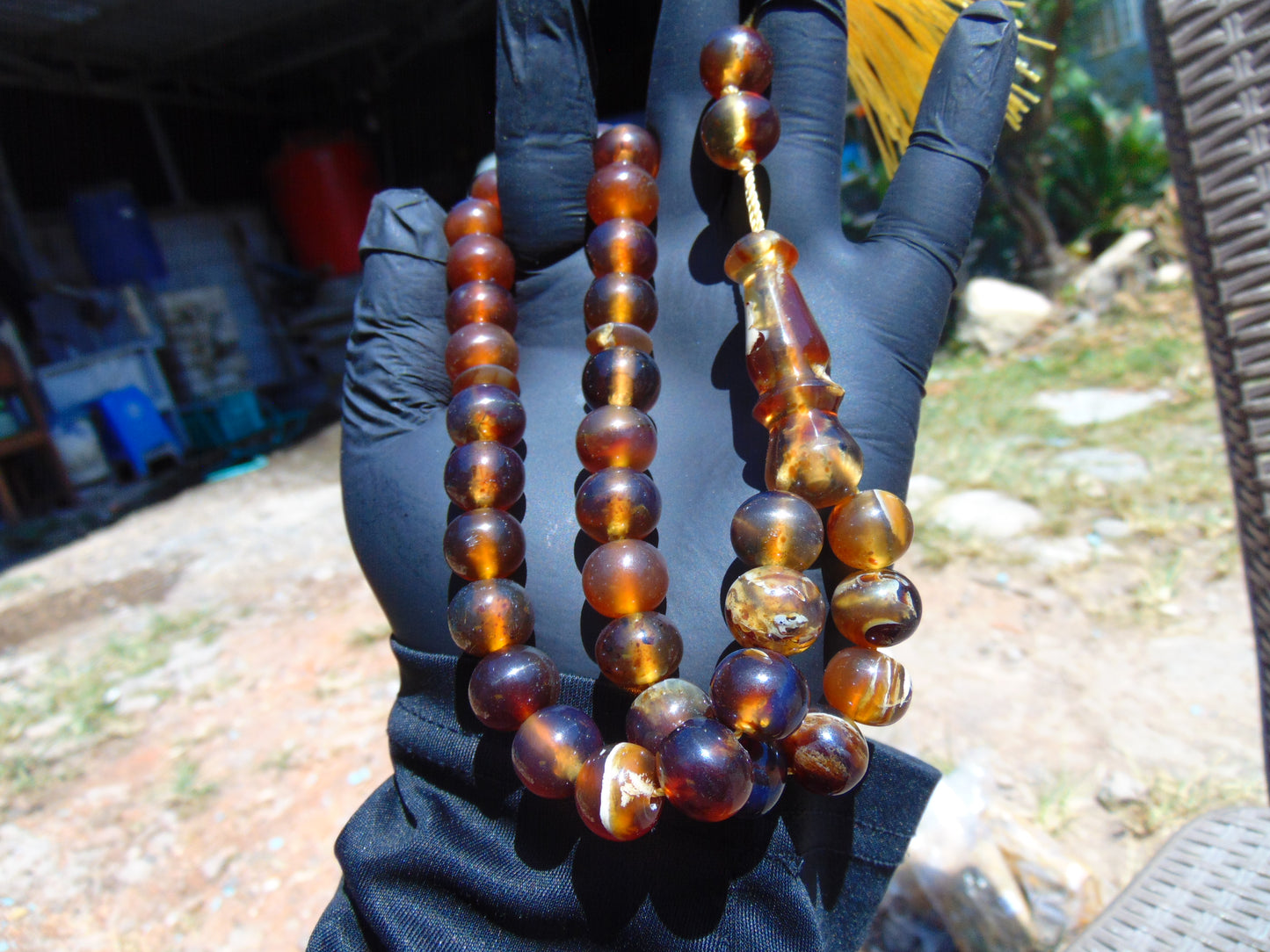 42 gr Tasbih Mesbah Rosary 33+2 Beads Indonesian Blue Amber for Healing 26TBA16