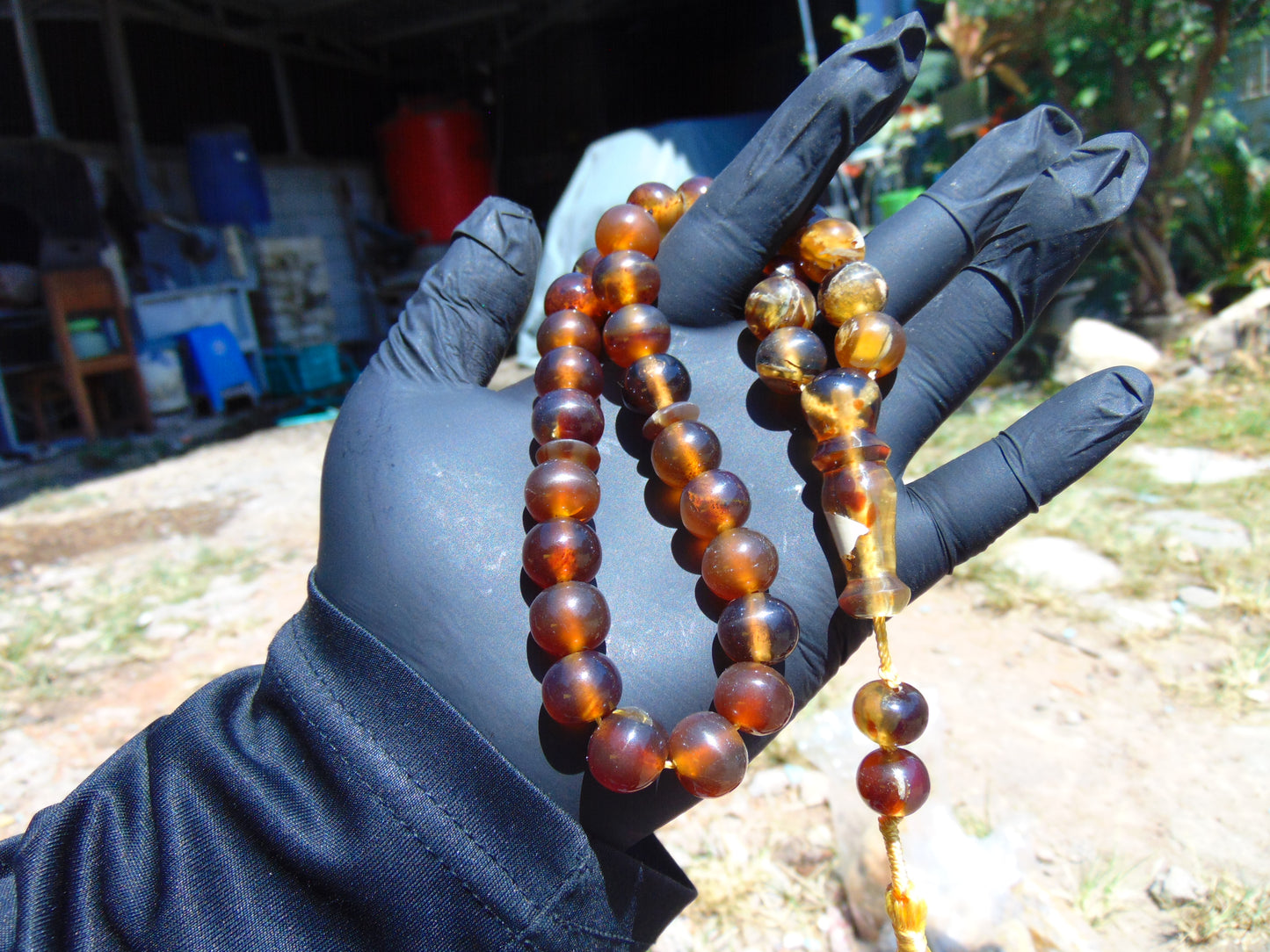 42 gr Tasbih Mesbah Rosary 33+2 Beads Indonesian Blue Amber for Healing 26TBA16