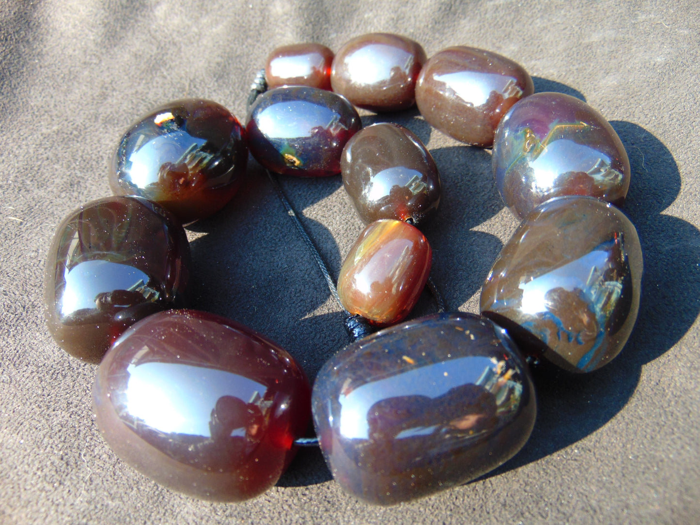 214 gr Big Necklace Indonesian Dark Red Amber for Healing A789
