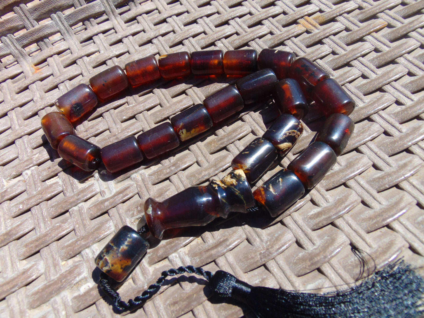 68 gr Komboloi Rosary 22+1 Beads Indonesian Red Blue Amber for Healing 26COA15