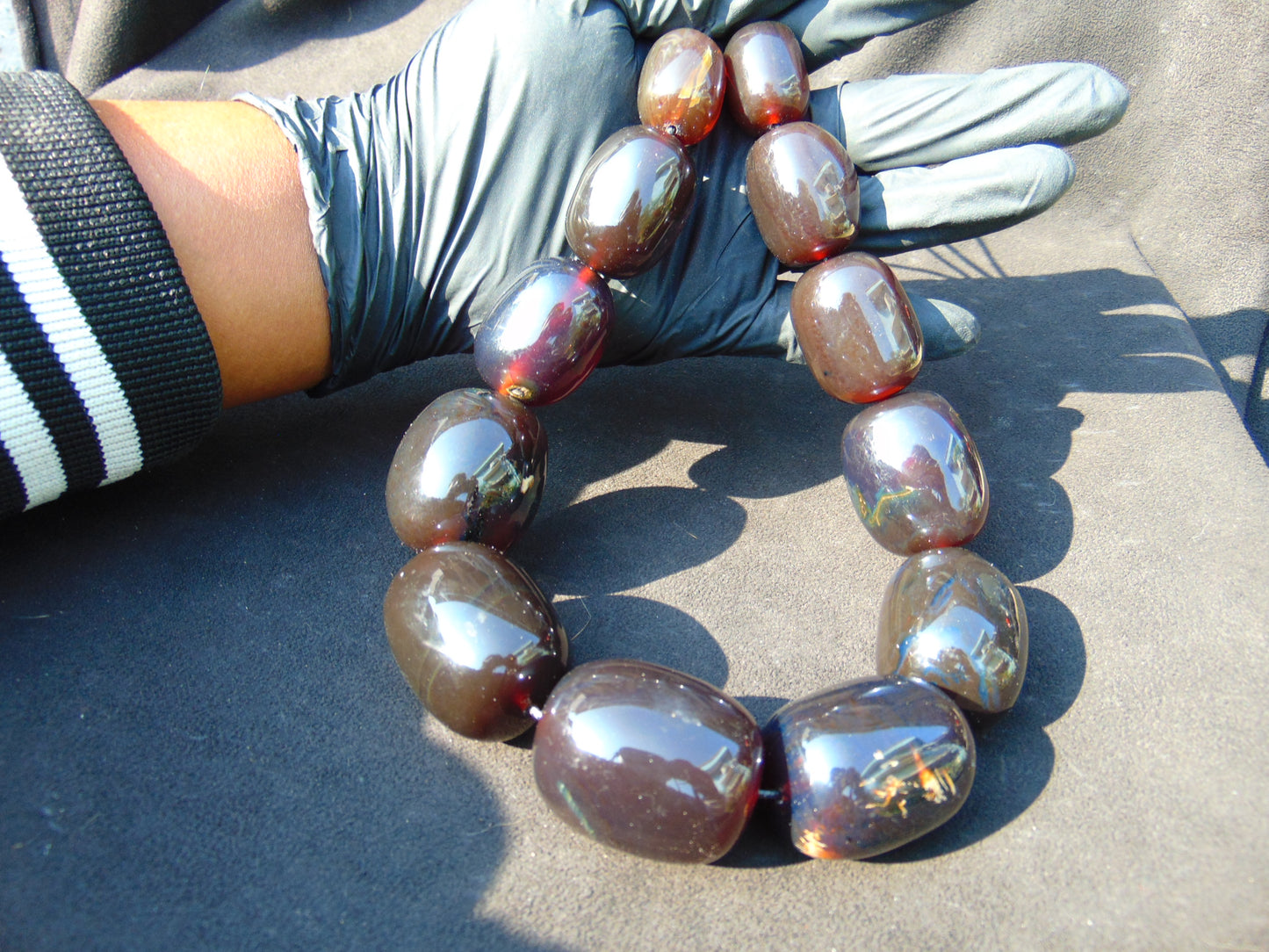 214 gr Big Necklace Indonesian Dark Red Amber for Healing A789