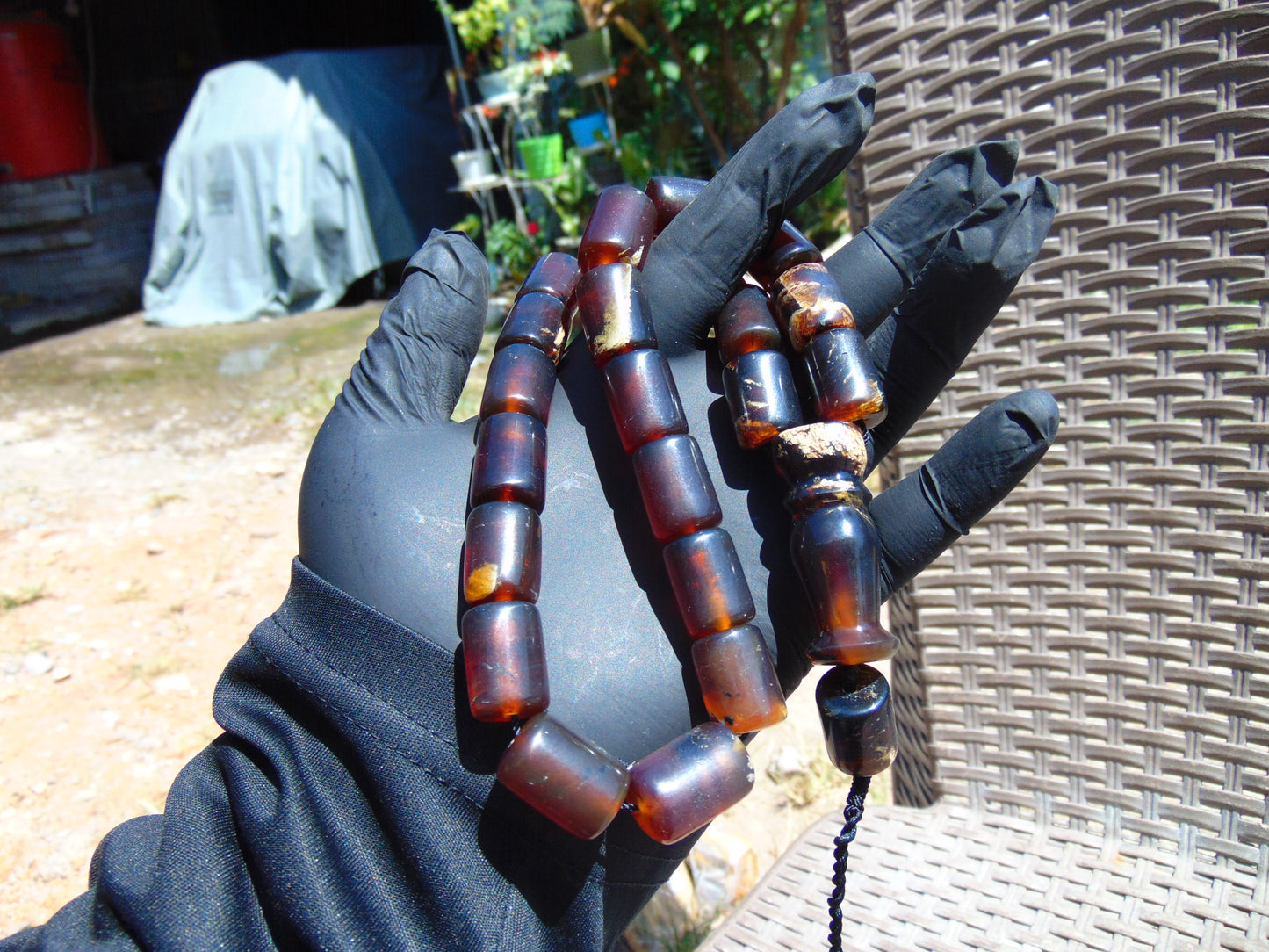 68 gr Komboloi Rosary 22+1 Beads Indonesian Red Blue Amber for Healing 26COA15