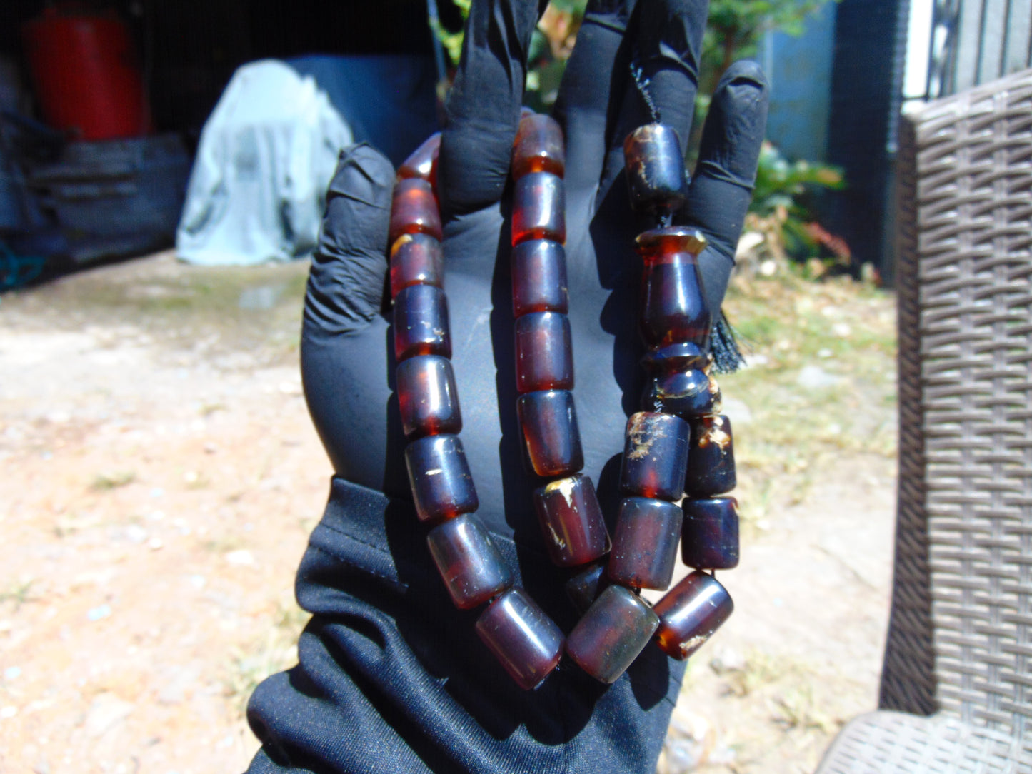 68 gr Komboloi Rosary 22+1 Beads Indonesian Red Blue Amber for Healing 26COA15