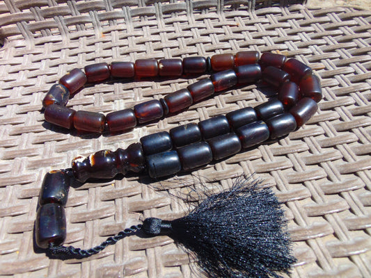 113 gr Tasbih Mesbah Rosary Komboloi 33+2 Beads Indonesian Dark Red Amber for Healing 26TBA15