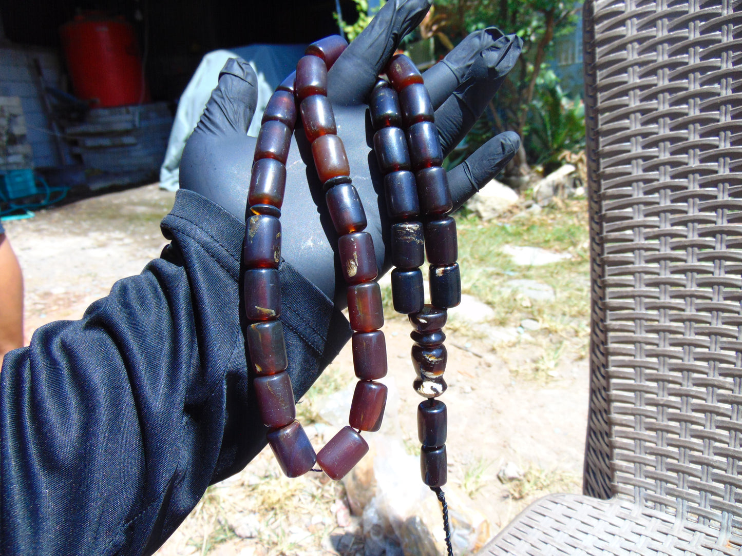 113 gr Tasbih Mesbah Rosary Komboloi 33+2 Beads Indonesian Dark Red Amber for Healing 26TBA15