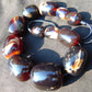 171 gr Small Necklace beads Indonesian Zebra Dark Blue Amber for Healing A795