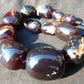 171 gr Small Necklace beads Indonesian Zebra Dark Blue Amber for Healing A795