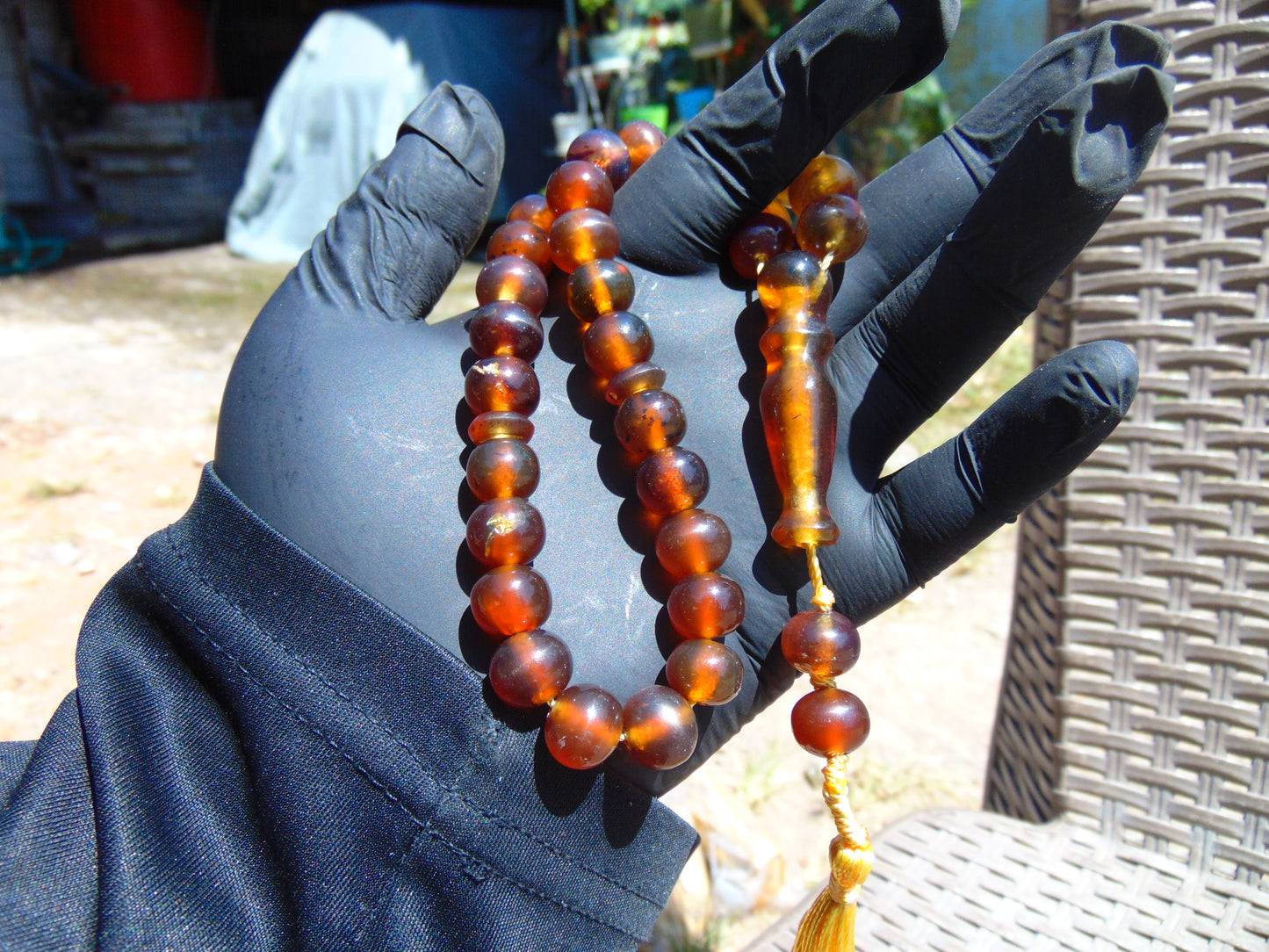 29 gr Tasbih Mesbah Rosary 33+2 Beads Indonesian Crystal Blue Red Amber for Healing 26TBA45