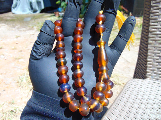 29 gr Tasbih Mesbah Rosary 33+2 Beads Indonesian Crystal Blue Red Amber for Healing 26TBA45