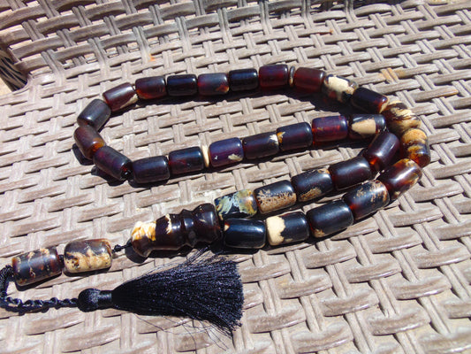 109 gr Tasbih Mesbah Rosary Komboloi 33+2 Beads Indonesian black blue Red white Amber for Healing 26TBA13