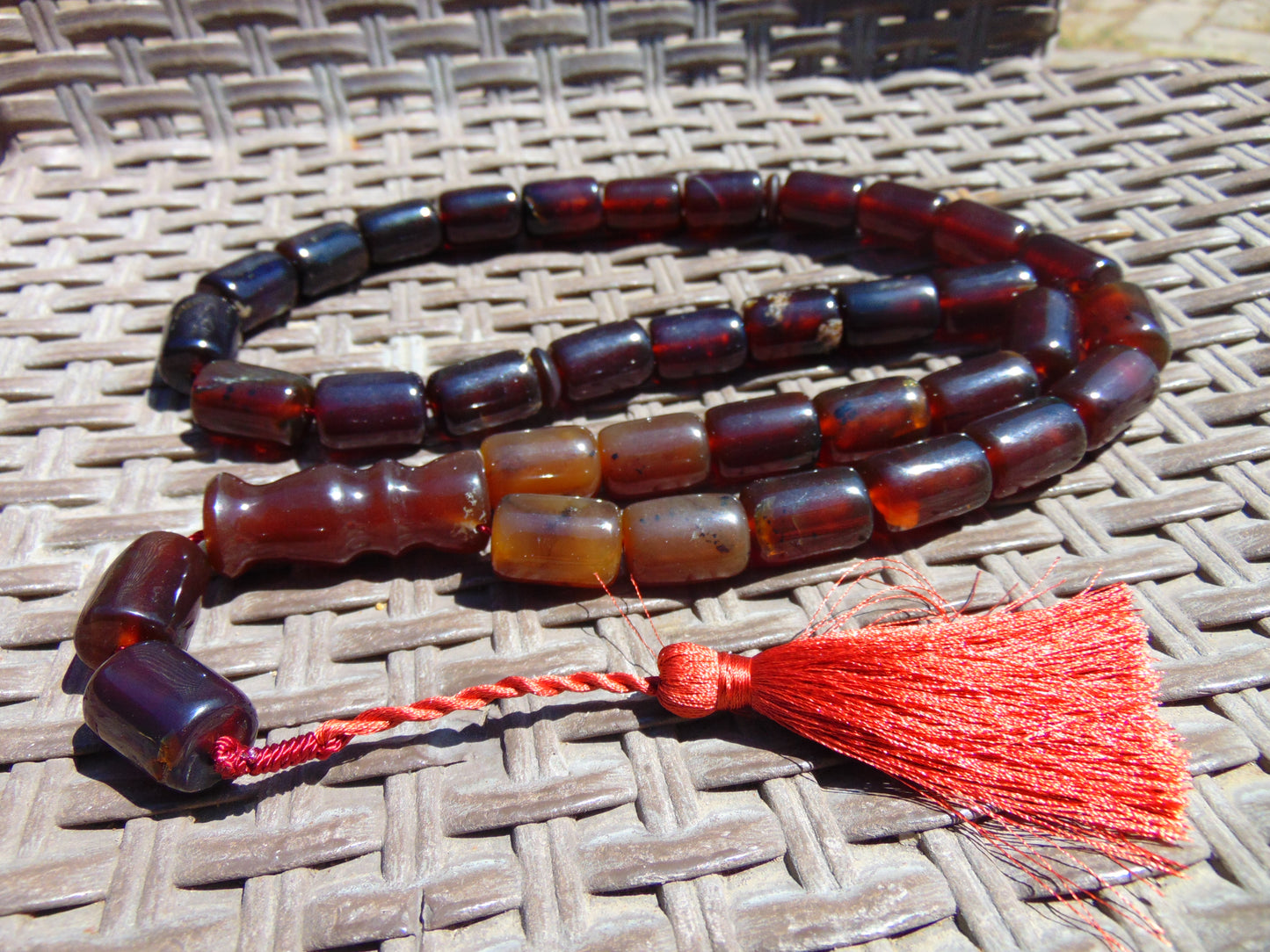 113 gr Tasbih Mesbah Rosary 33+2 Beads Komboloi Indonesian Red Amber for Healing 26TBA14
