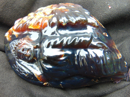 375 gr Sleeping Buddha 3D carving Indonesian Blue Amber for Healing AJ2