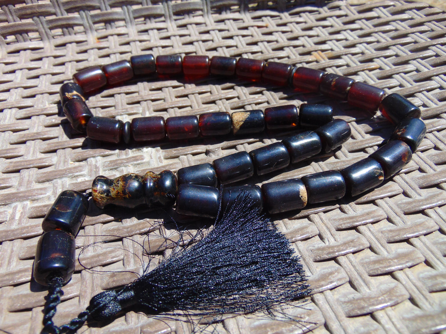 93 gr Tasbih Mesbah Rosary Komboloi 33+2 Beads Indonesian Red Amber for Healing 26TBA10