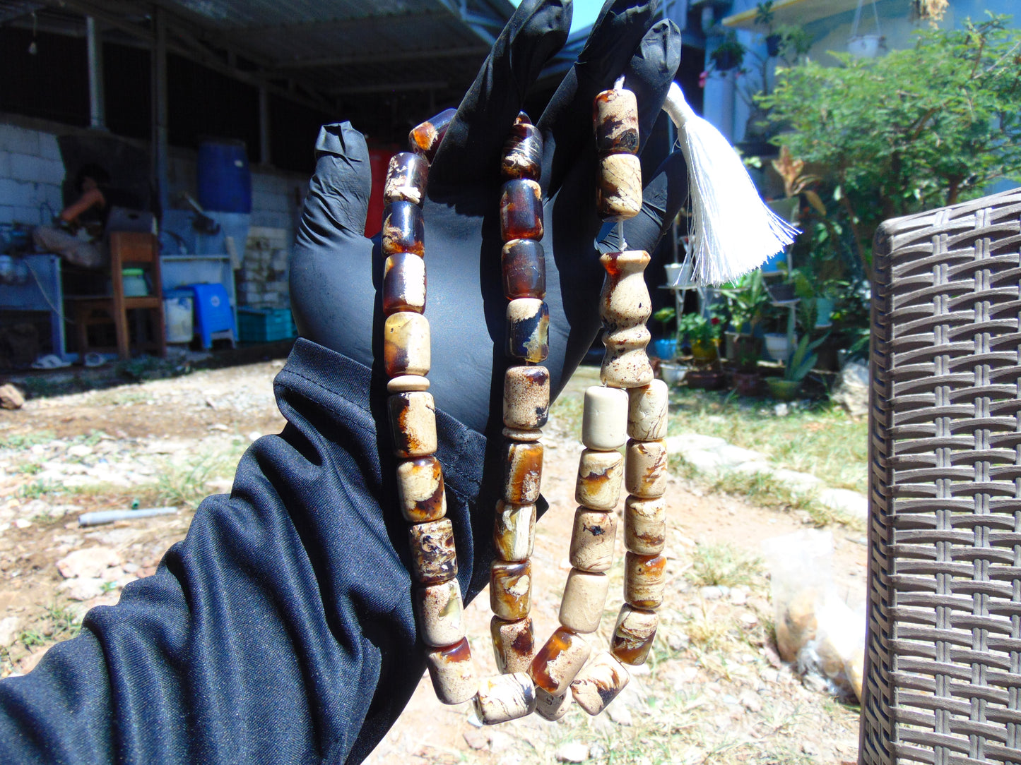 111 gr Tasbih Mesbah Rosary Komboloi 33+2 Beads Indonesian white Amber for Healing 26TBA08