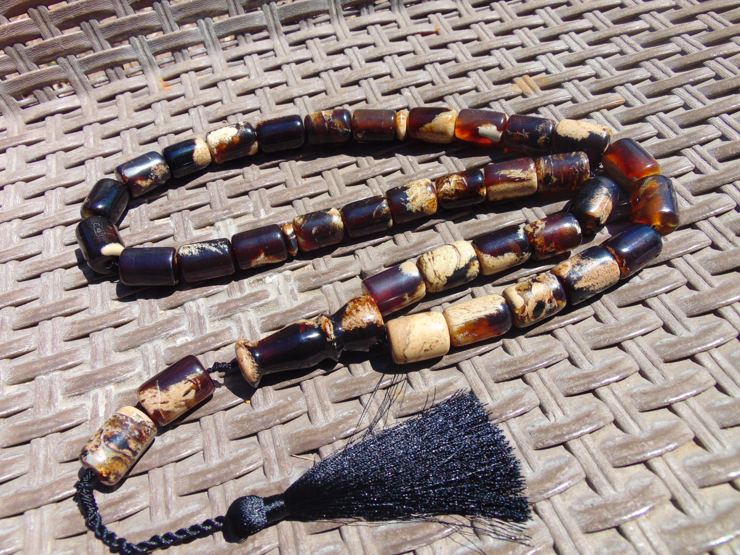 100 gr Tasbih Mesbah Rosary Komboloi 33+2 Beads Indonesian Red White Amber for Healing 26TBA07