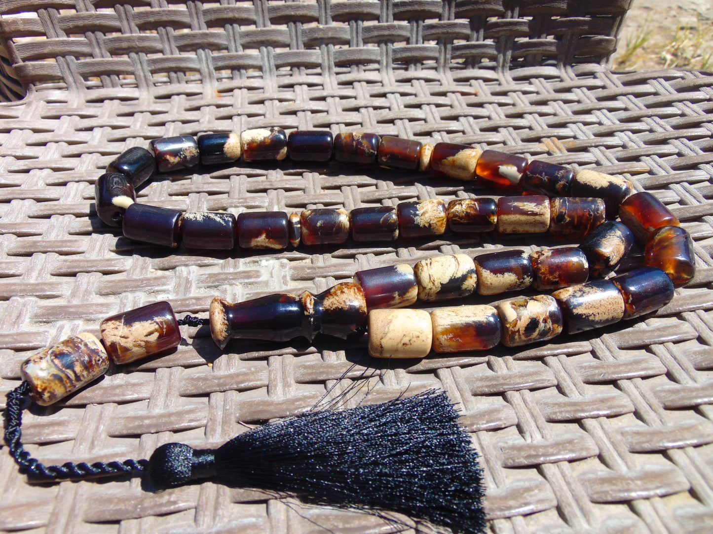 100 gr Tasbih Mesbah Rosary Komboloi 33+2 Beads Indonesian Red White Amber for Healing 26TBA07