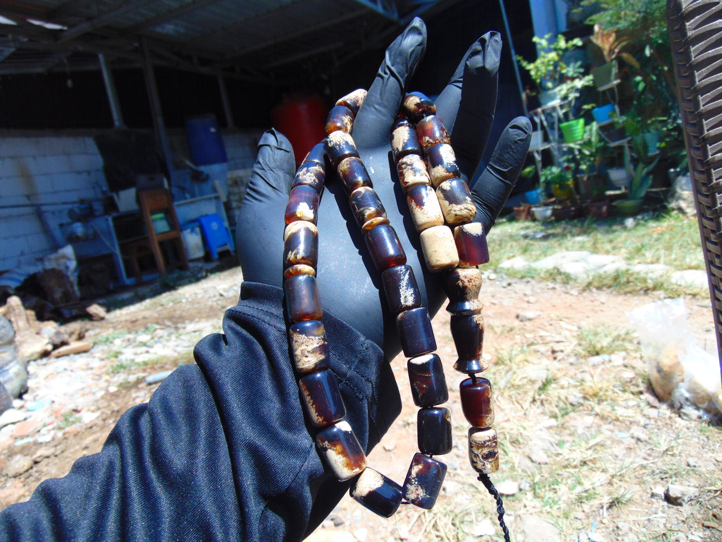 100 gr Tasbih Mesbah Rosary Komboloi 33+2 Beads Indonesian Red White Amber for Healing 26TBA07