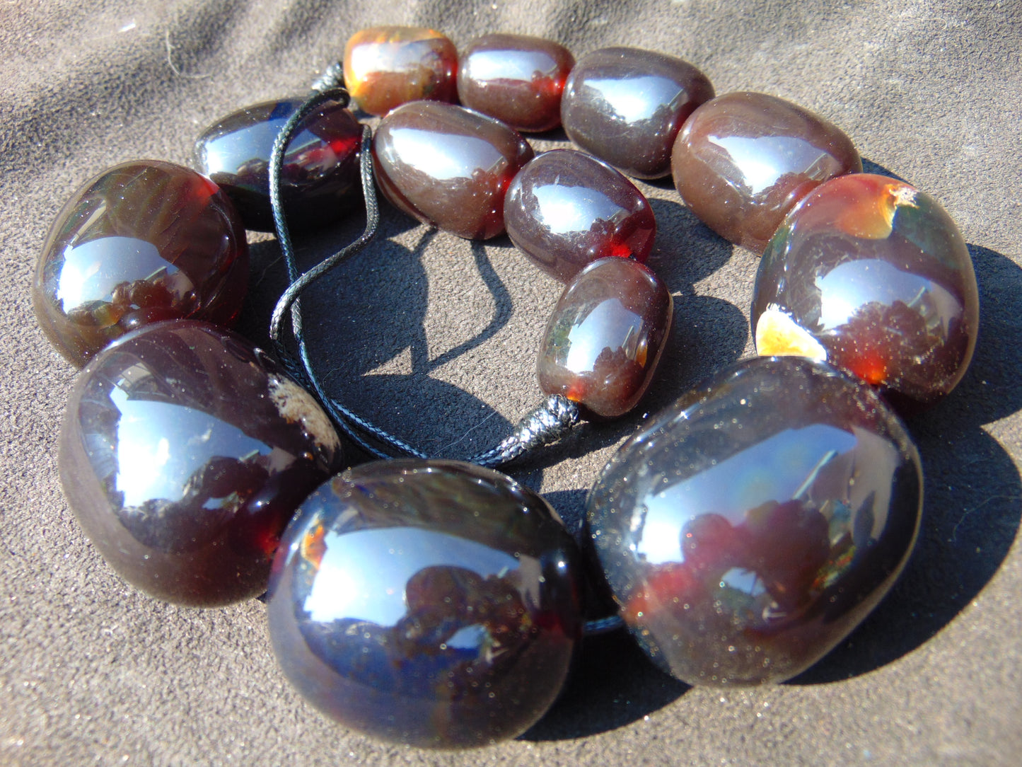 183 gr Big Necklace Indonesian dark red Amber for Healing A796