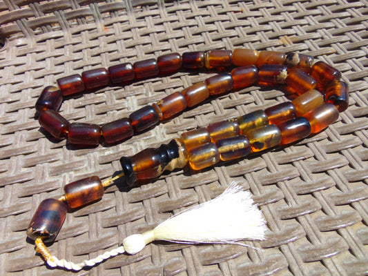 112 gr Tasbih Mesbah Rosary 33+2 Beads Indonesian Blue Amber for Healing 26TBA09