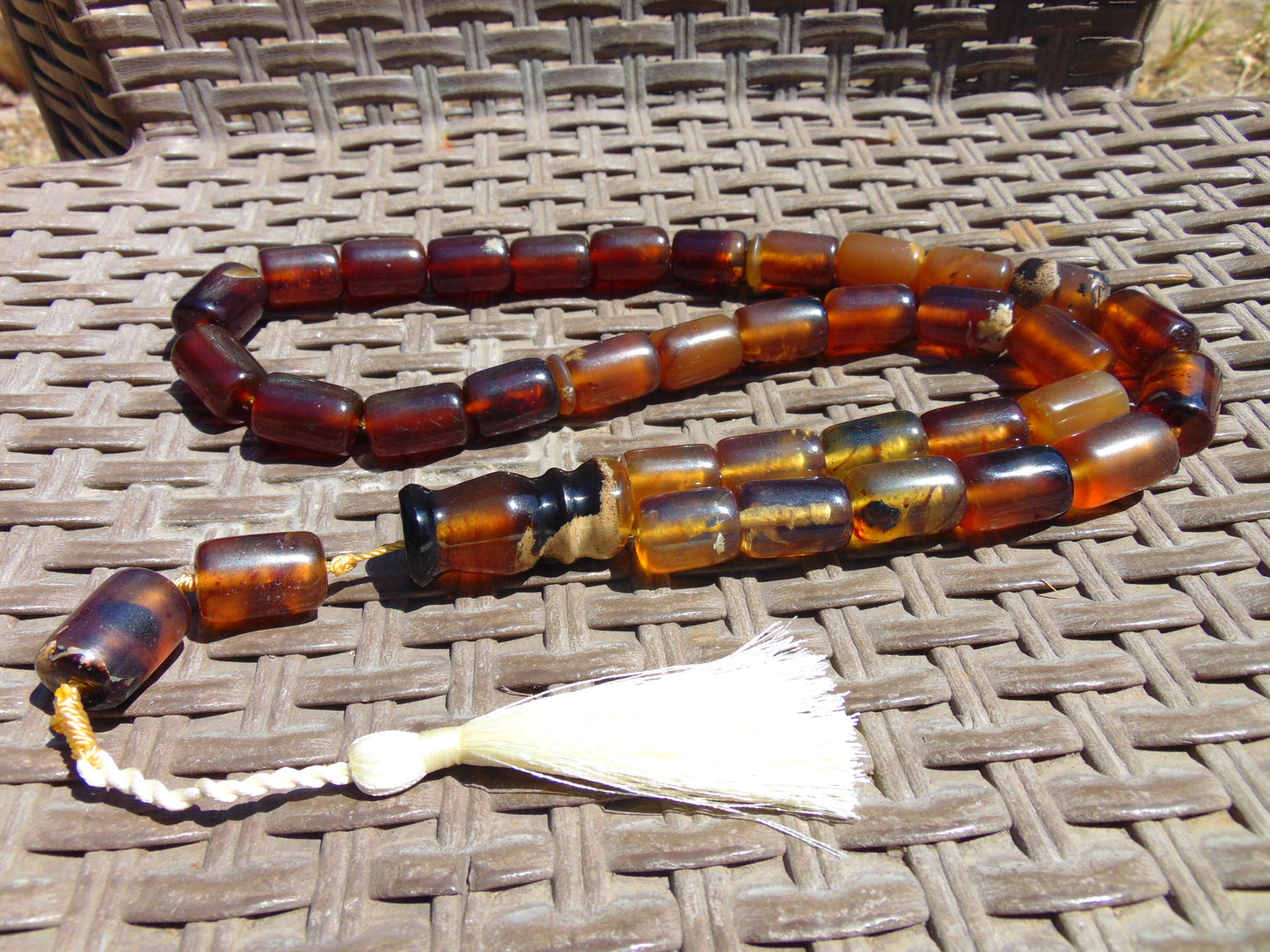 112 gr Tasbih Mesbah Rosary 33+2 Beads Indonesian Blue Amber for Healing 26TBA09