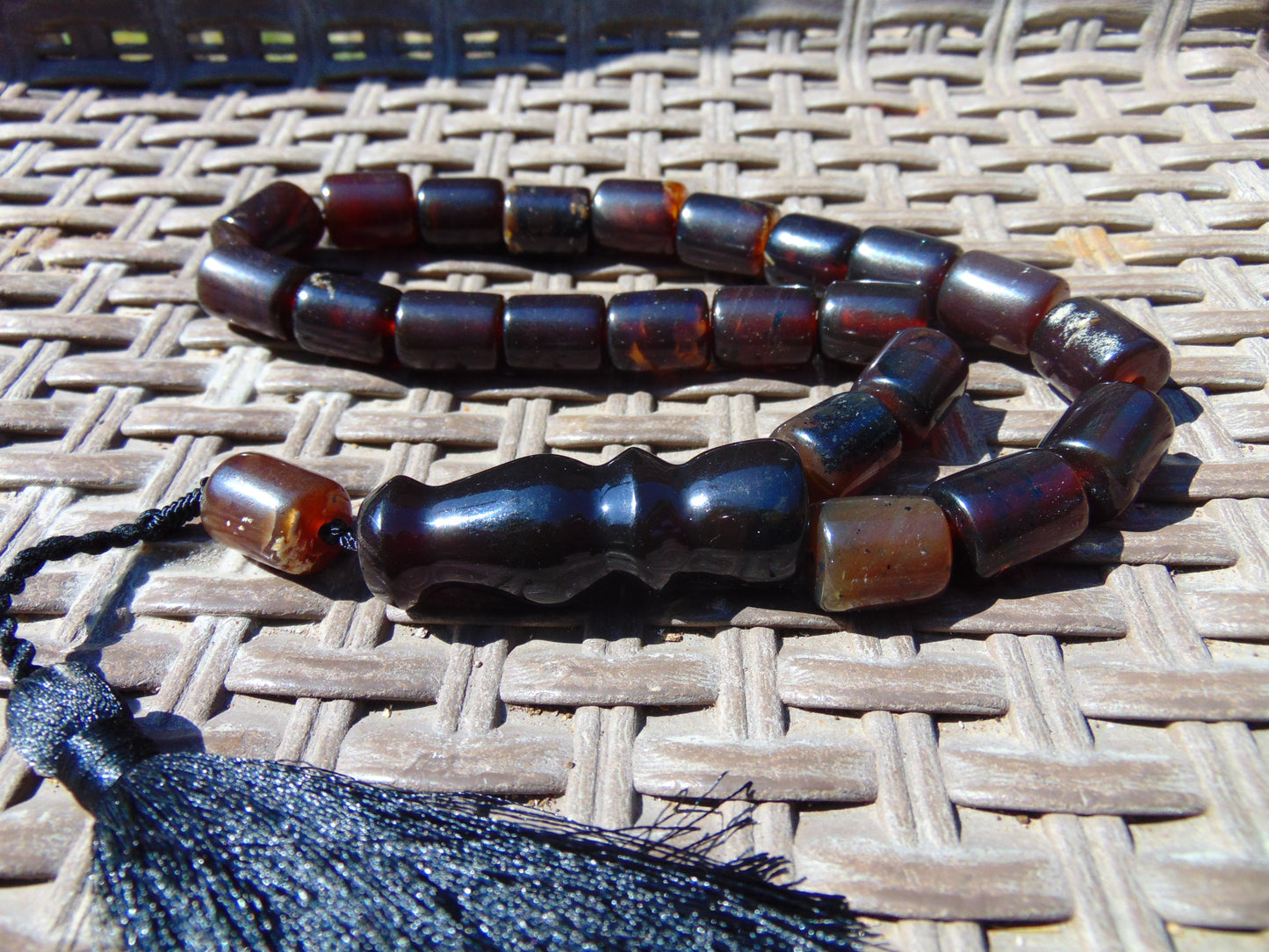 59 gr Komboloi Rosary 22+1 Beads Indonesian Cherry Red Amber for Healing 26COA11