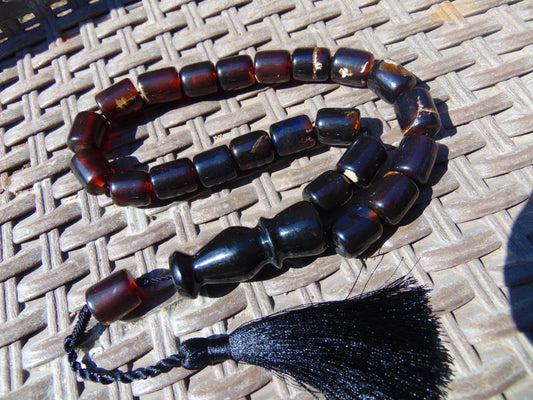 51 gr Komboloi Rosary 22+1 Beads Indonesian Cherry Red Amber for Healing 26COA10