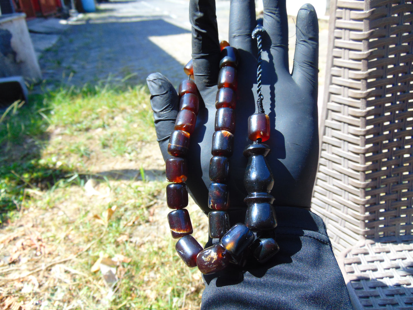 51 gr Komboloi Rosary 22+1 Beads Indonesian Cherry Red Amber for Healing 26COA10