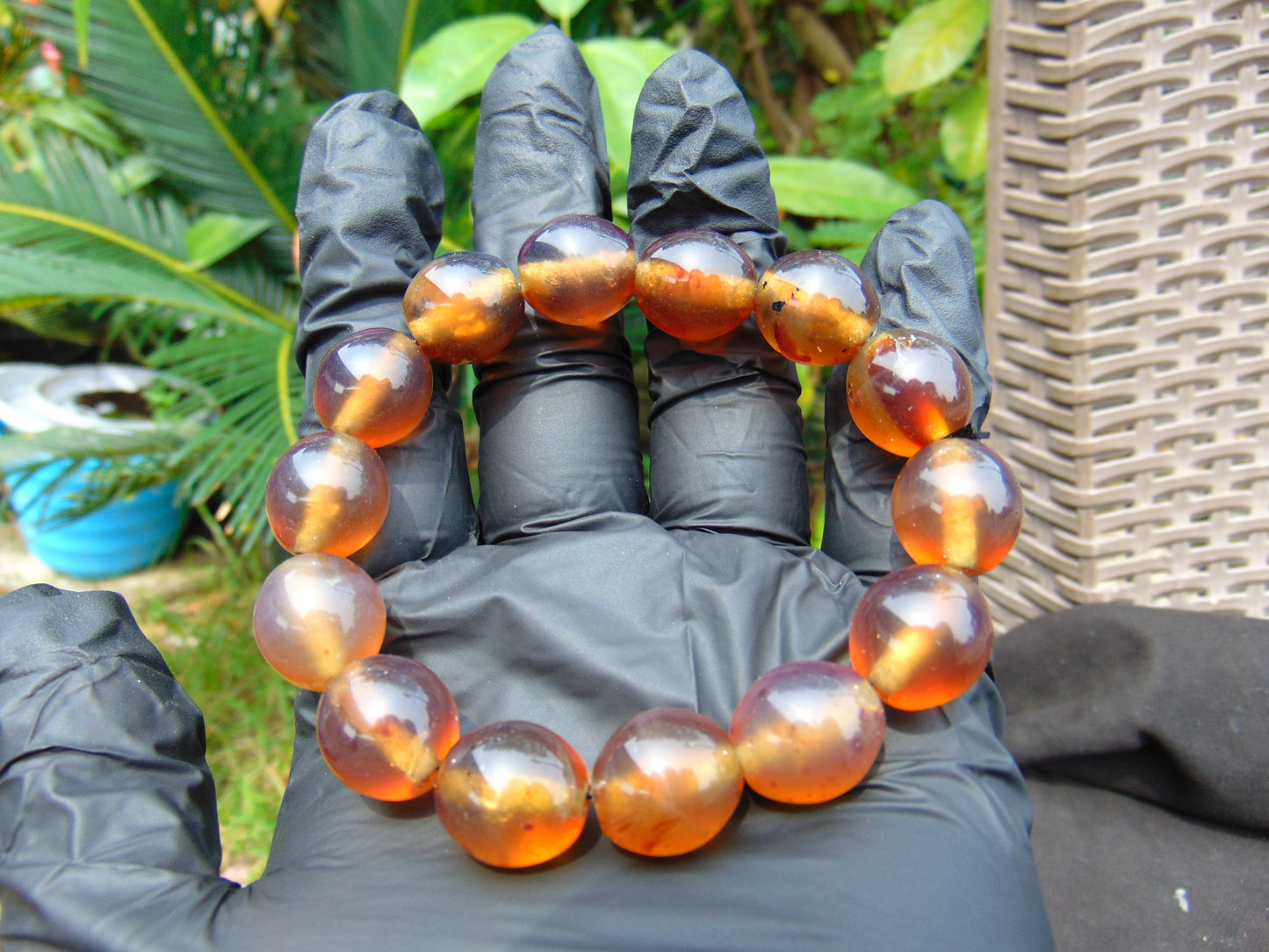 24 gram 14 Beads Mala Bracelet Indonesian amber 13x16 mm for Healing A14G74