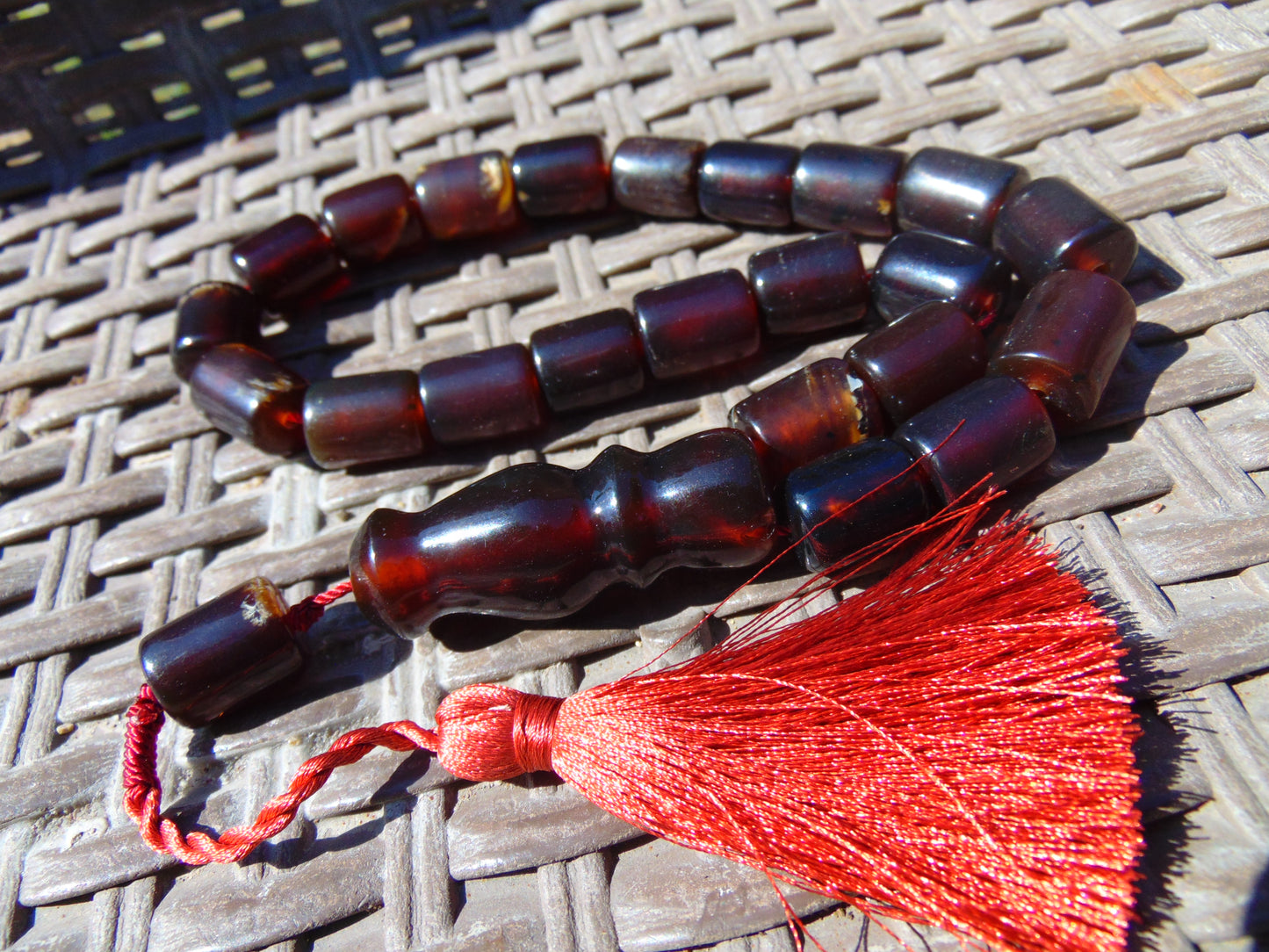 56 gr Komboloi Rosary 22+1 Beads Indonesian Blue Blue Amber for Healing 26COA08