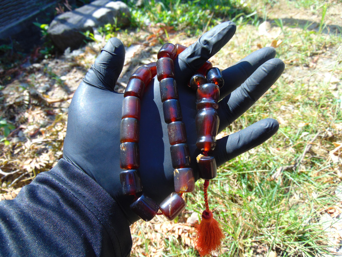 56 gr Komboloi Rosary 22+1 Beads Indonesian Blue Blue Amber for Healing 26COA08