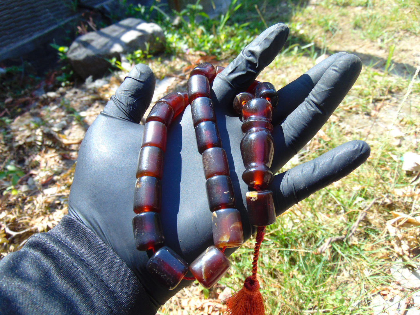 56 gr Komboloi Rosary 22+1 Beads Indonesian Blue Blue Amber for Healing 26COA08