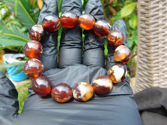 22 gram 14 Beads Mala Bracelet Indonesian amber 13x16 mm for Healing A14G76