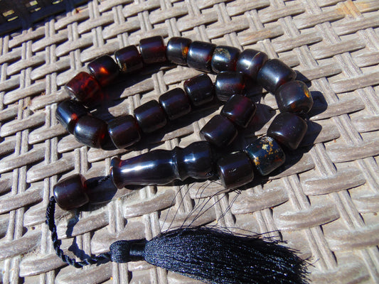 61 gr Komboloi Rosary 22+1 Beads Indonesian Cherry Red Amber for Healing 26COA09