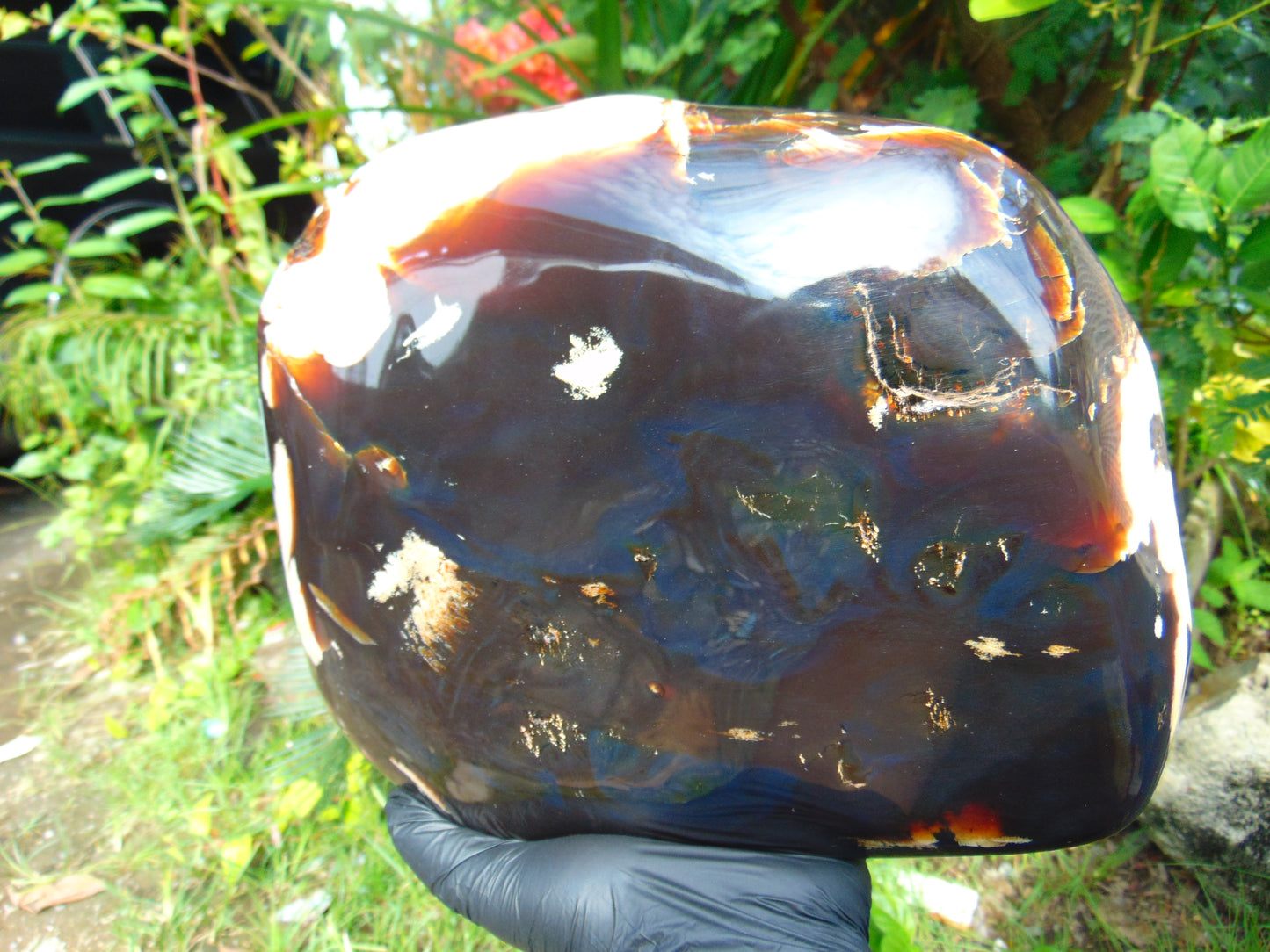 3155 gr Full Polished Indonesia Dark Green Blue Amber for Healing 26ML189