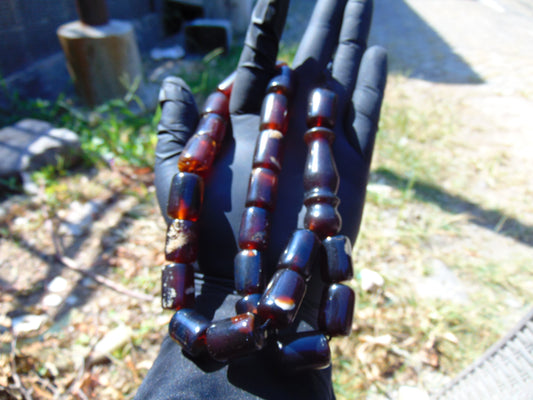 71 gr Komboloi Rosary 22+1 Beads Indonesian Red Blue Amber for Healing 26COA14