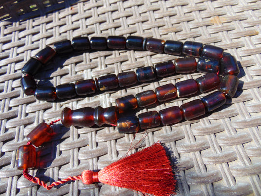 93 gr Tasbih Mesbah Rosary 33+2 Beads Indonesian Blue Cherry Red Amber for Healing 26TBA11