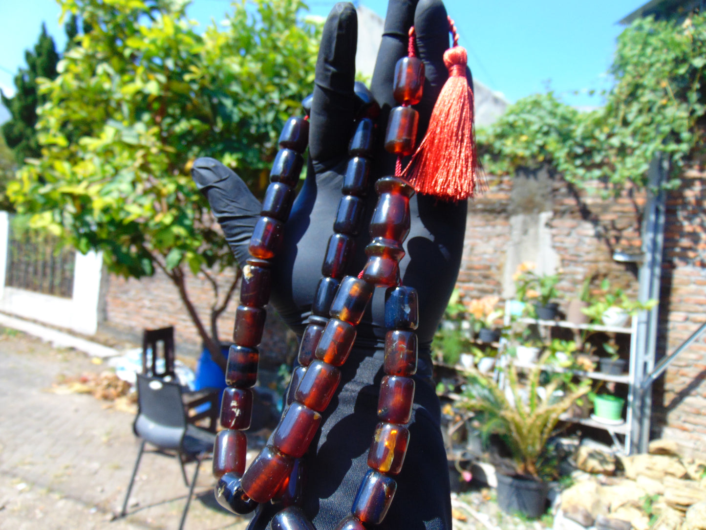 93 gr Tasbih Mesbah Rosary 33+2 Beads Indonesian Blue Cherry Red Amber for Healing 26TBA11