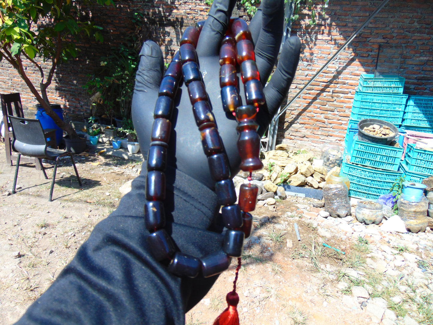93 gr Tasbih Mesbah Rosary 33+2 Beads Indonesian Blue Cherry Red Amber for Healing 26TBA11
