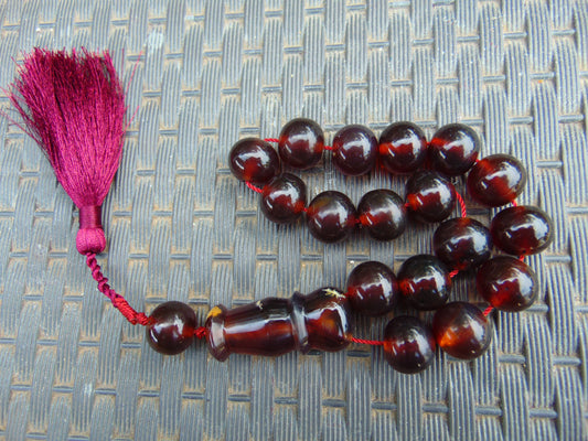 49 gr hand Tasbih 17 Beads 18 mm Indonesian Red Blue Amber for Healing TR10